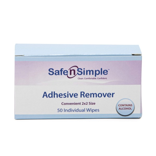 Safe n' Simple Adhesive Remover Wipes, Large, Individually Wrapped Wipes, 50 Count