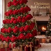 12ft Large Velvet Christmas Ball Garland Ornament, Red
