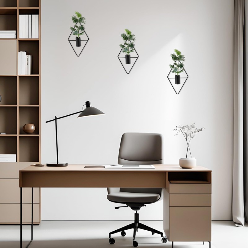6Pcs Diamond Shape Hanging Wall Planters, Modern Geometric Wall Decor