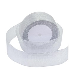 BEAUTOPE 1.5 inch 25 Yards Silver Metallic Glitter Ribbon Gift Wrap Ribbon for Gift Wrapping Bouquet Crafts Christmas Wedding Party Decoration