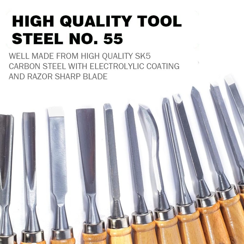 Monkey King Bar-12pcs Wood Carving Chisel Set- Sharp Woodworking Tools