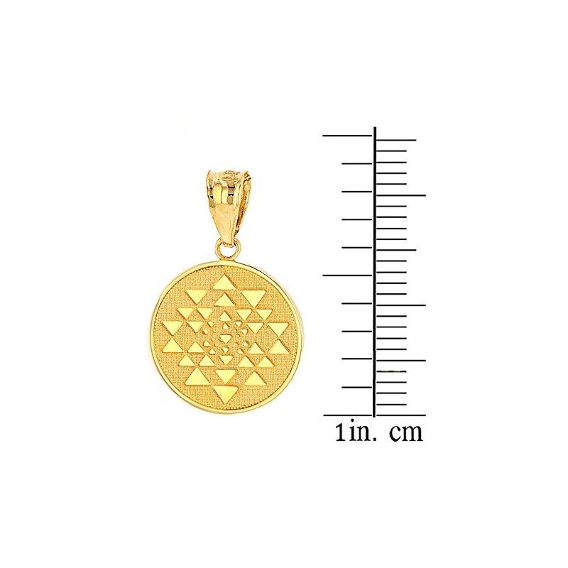 Solid 10k Yellow Gold Sri Yantra Chakra Sacred Geometry Talisman