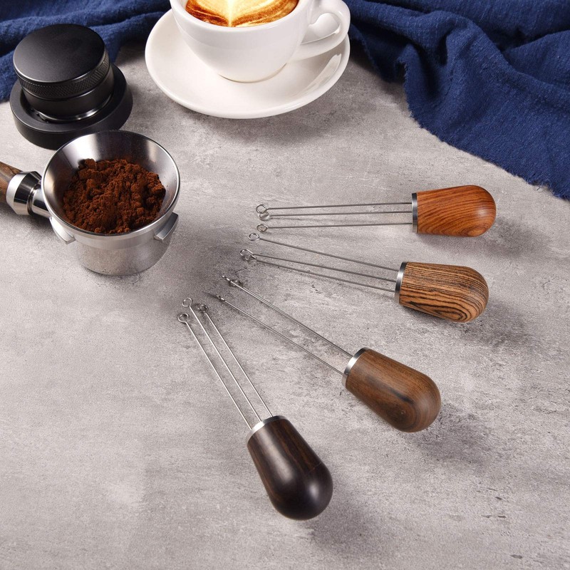 Espresso Coffee Stirrer, SANTOW Wood Handle Needle Type Coffee Distribution