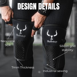 Bullstep - Knee Support Weight Training 7 mm Neoprene | Knee Sleeves Powerlifting | Knee Wraps Bodybuilding for Crossfit | Knee Wraps Weight Lifting | Knee Support Gym | Knee Compression Bandage