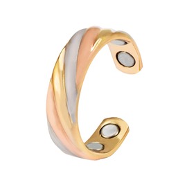 EnerMagiX Fashion Ladies Ring 3 Color Gold Silver Rose Gold Copper Magnetic Ring Adjustable Size Female Magnet Jewelry Finger Wear