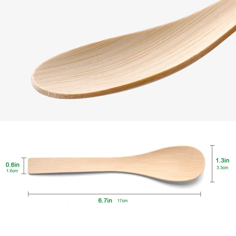 Bamboo Cutlery -200PK Bamboo Soup Spoon 6.7" Disposable Compostable Spoons
