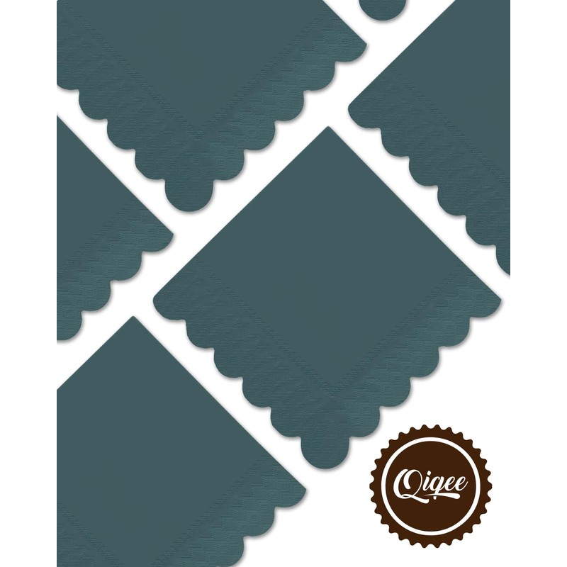 qiqee Dark Grayish Blue Cocktail Dinner Napkins 5x5inch Disposable Beverage,Wedding,