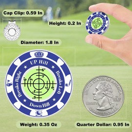 Lousrnman Green Reader, 3 Pcs Golf Ball Marker for Putting Green with Magnetic Hat Clip, Golf Accessories Putt Aid Tool with High Precision Horizontal Bubble, Gift for Men Women (Blue Green)
