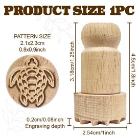 OLYCRAFT Wooden Sea Turtle Round Stamp - Natural Wood, Small Mini Stamp for Card Making, DIY Craft, Letter, Diary & Scrapbooking