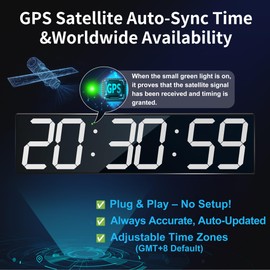 CHKOSDA Large Digital Wall Clock 28" with GPS Auto-Sync, Remote Control & Timer, Wall-Mounted for Classroom, Office, Gym, Conference Room
