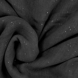 Glamexx24 Glitter Scarf Elegant Light Plain Loop Tube Scarf Round Scarf, Black glitz