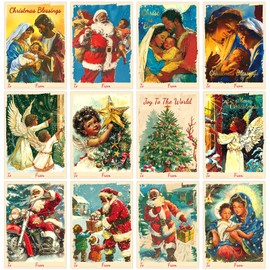 504Pcs African American Christmas Gift Tag Stickers Black Santa Claus Vintage Religious Christmas Label Stickers Xmas Tag Stickers Decals for Wrapping Gift Boxes Winter Holiday Party Favors Decoration