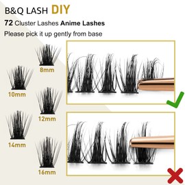 Lash Clusters D Curl 14mm 72 Clusters Lashes B&Q LASH Eyelash Clusters C D Curl Individual Lashes Volume DIY Lash Extensions at Home (B38,D-14mm)
