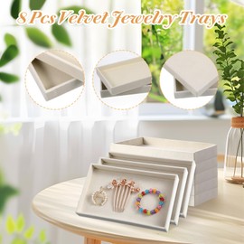 MAQUITA 8 Pcs Velvet Jewelry Tray Stackable Drawers Organizer Trays Jewelry Storage Trays 8.3 x 4.7 x 1 Inch