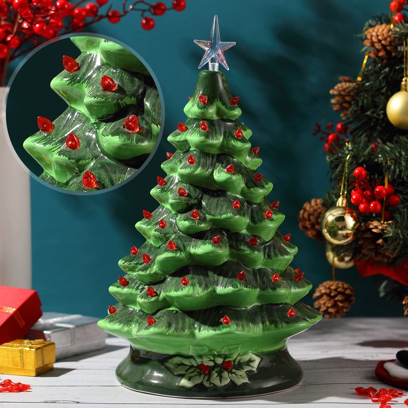 Boao 100 Pieces Ceramic Christmas Tree Bulbs and 5 Stars