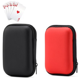 Pack of 2 Playing Card Case, Playing Card Box, Storage Box for Cards, Playing Cards Storage Bag, Mini Travel Card Case, Protects Cards from Moisture, Easy to Carry (Black and Red), multicoloured,