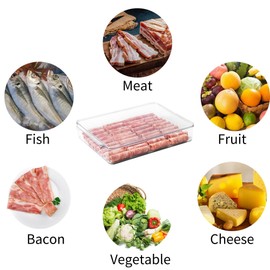 vacane 2 Pack Deli Meat Container for Fridge, Bacon Container with Lids for Refrigerator Fruit, Cold Cuts, Cheese Keeper Marinade Tray, Stackable Freezer Storage Containers