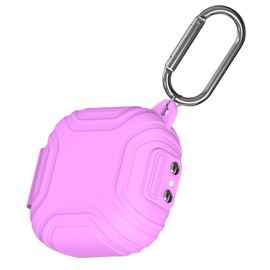 [Secure Lock] Silicone Case for SHOKZ OpenFit Open-Ear True Wireless Bluetooth Headphones Full Body Anti-Scratch Shockproof Protective Cover for SHOKZ OpenFit T910 Earbuds with Keychain (Purple)