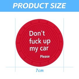 Adunsiaoto Pack of 4 Non-Slip Drink Holder Coasters, Vehicle Car Coasters for Interior Accessories, Car Non-Slip Cup Mat for Women Men (Red)