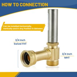 GUOFIS Water Hammer Arrestor,3/4 Inch Swivel FHT x 3/4 Inch MHT Stainless Steel Water Arrestor for Washing Machine Connection(4PACK,Angle Stainless Steel Arrestor)