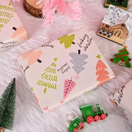 Dtiafu Funny Christmas Tree Wrapping Paper Fuxking Christmas Gift Wrap Paper Bulk Folded Flat Inappropriate Words for Women Men Adult Grandma Holiday Birthday (6 Pack)