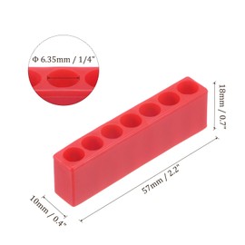 sourcing map 6pcs Plastic Hex Shank Screwdriver Bit Holder Organizer 7 Holes 1/4 Inch Plastic Drill Bits Storage Case for Any 1/4" Hex Shank Metal Driver Bits Use, Red