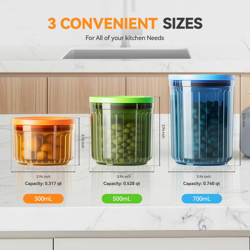 THKAILAR 6-Pack Airtight Food Storage Containers, Coffee-Tinted UV Blocking (10oz/17oz/24oz)
