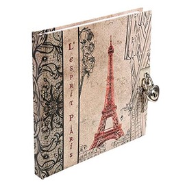 Esprit Paris Classic Lined Diary with Lock 17 x 16 cm Various Designs (Eiffel Tower, Red)