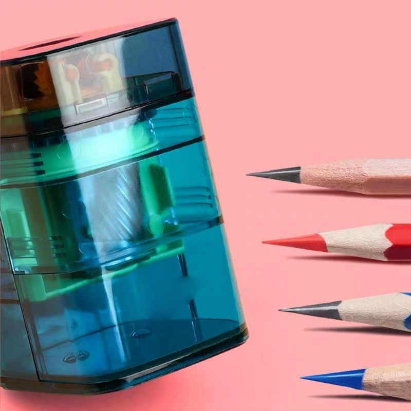 Manual Pencil Sharpener Automatic Pen Feeding Hand Cranking Clear Structure
