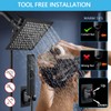 6'' Square High Pressure Rain Black Shower Heads with Handheld