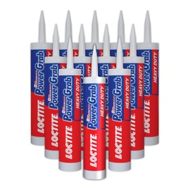 Loctite Power Grab Express Heavy Duty Construction Adhesive, 9 fl oz Cartridge, 12 Pack - Versatile Construction Glue for Cement, Tile, Wall & More