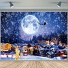 Christmas Backdrop Village Winter View Forest Background Trees Snowing Shining