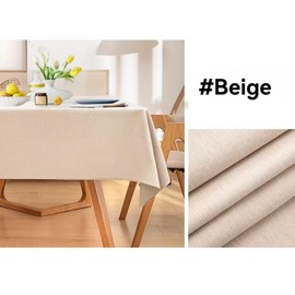 YIyishun Tablecloth Cotton Linen Rectangle Table Cloth Washable Wrinkle and Stain Resistant Washable Kitchen Dining Room Holiday Tablecloth (Beige, 140 * 220cm)