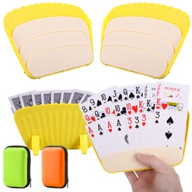Dncvb Pack of 4 Children's Card Holders, Secure Hold, Hands-Free Playing Card Holder, Card Holder, Playing Cards with 2 Playing Cards Box for Seniors and Children, Card Stand
