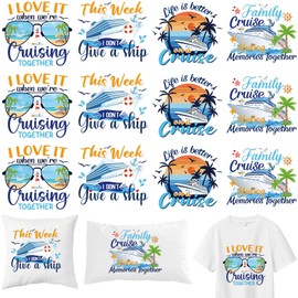CRASHOT Cruise Iron on Transfers, 12 PCS Cruising DTF Transfers Ready to Press Iron on Patch Applique Decals, Vacation Heat Transfer Vinyl for T-Shirts Bag Clothing DIY Crafts