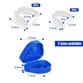 Jomdjmskes 4 Pcs Knirscherschiene für Nacht, 2 Größen Schnarchschiene, Unisex Formbare Mundschutz zum Zähneknirschen, Schnarchstopper, Zahnschiene Knirschen, Beißschiene, Aufbissschiene für Nacht