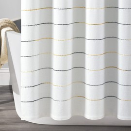 Lush Decor Ombre Stripe Yarn Dyed Cotton Shower Curtain, 72" W x 72" L, Yellow & Gray - Colorful Tufted Stripes - Ombre Shower Curtain - Boho, Coastal & Farmhouse Bathroom Decor