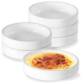 6PCS Ceramic Ramekins, 4.5 x 1.4 inch Creme Brulee Ramekins, Ramekin Oven Safe, Round Fluted ramiken for Baking Custard, Mini Pies, Puddings,Quiche