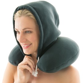 CelinaTex Nuca Neck Pillow with Hood 32 x 31 cm Grey Micropearls Neck Pillow Travel Pillow Support Function