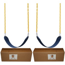 Jungle Gym Kingdom 2 Pack Swings Seats Heavy Duty 66" Chain Plastic Coated - Playground Swing Set Accessories Replacement Snap Hooks (Blue)