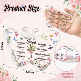 Yopyame Christian Acrylic Gifts for Women - Religious Inspirational Gift with Bible Verse and Prayers Spanish Religious Plaques Butterfly Scripture Gifts for Birthday Christmas Valentines Thanksgiving