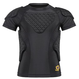 DGQY Pro Protection Youth Football Padded Shirt with EVA Foam Protection - Breathable Compression Shirt for Kids & Teens Chest, Shoulder & Rib Guard Wear Under Jersey for Football, Rugby