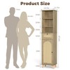 67" Tall Narrow Bathroom Storage Cabinet with Aeched Rattan Doors,