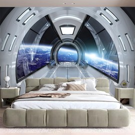 FENDROM Spaceship Tapestry Wall Hanging Futuristic Science Fiction Wall Tapestry Sci Fi Space Ship Interior Space Station Planet Earth Tapestries for Bedroom Living Room Dorm Home Decor