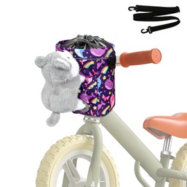 ONETOALL Children's Bicycle Basket Front with Plush Toy, Waterproof Bicycle Bag with Shoulder Straps, Handlebar Bag Bicycle Children for Children's Bicycle, Balance Bike, Tricycle Scooter