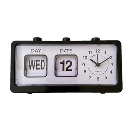 Haptufer Mechanical Alarm Clock Novelty Flip Clock Desktop Digital Clock with Calendar Clock Home Decor Retro Decor,Black