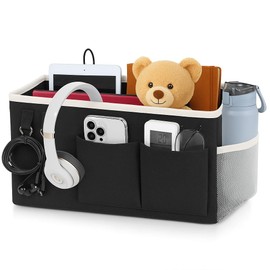 ADVANCELLPRO Bedside Caddy Organizer Hanging Storage Bag with Pockets for Books, Magazines, Phone, Tablet & Water Bottle – Bedside Storage for Dorm, Bunk Beds, Hospital Beds & Cribs, Pink