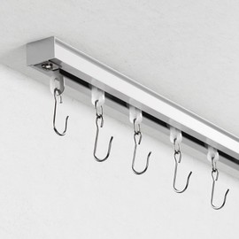 Ceiling Curtain Track, Curtain Track for Curtains, Drapes, and Room Dividers, Ceiling Mounted Rail Set with Roller Hooks, White, 9ft - 12ft