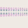Press on Nails Medium Square Coffin Gradient Pink Flowers French