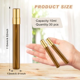 30 Pack Empty Mini Glass Spray Bottle Refillable Fine Mist Perfume Atomizer Portable Travel Sample Spray Bottles Containers For Perfume Essential Oils Cosmetics Liquid (amber bottle, 10ml)